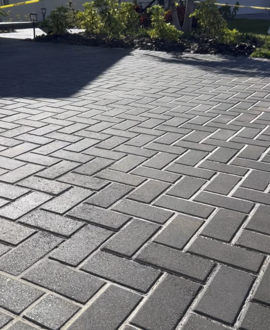 Clean sealed paver driveway