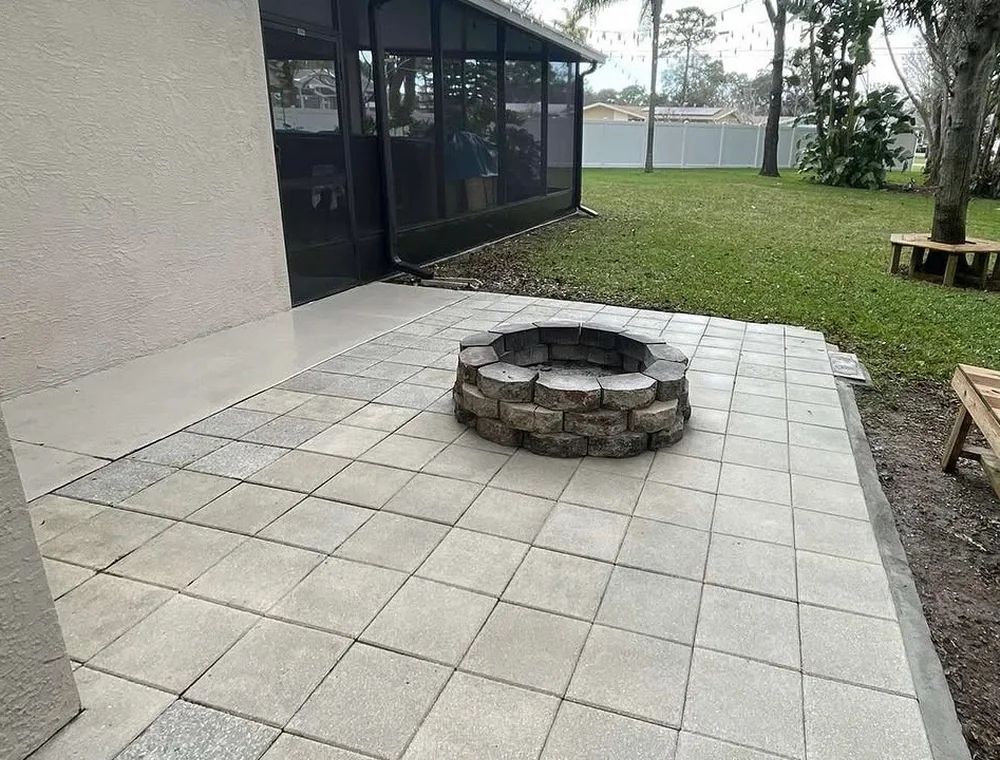 The same patio after professional pressure washing